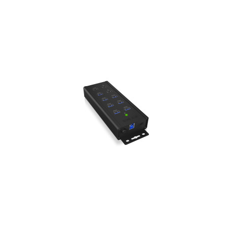 ICY BOX Hub 7 Ports USB 3.0 actif avec alimentation (12V/5A), 3 Ports de charge, Montage mural, Quick Charge 3.0, Aluminium, Noi