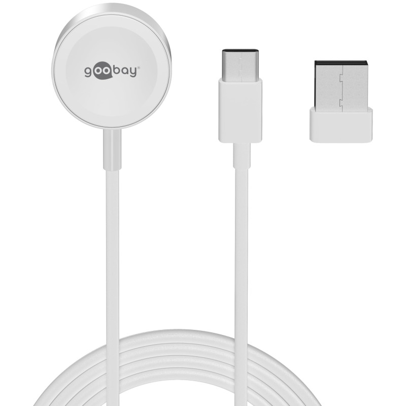 goobay Chargeur pour Apple Watch/Chargeur sans Fil/Compatible avec Tous Les modèles d'Apple Watch SE/8/7/6/5/4/3/2/Incl. Adaptat goobay Chargeur pour Apple Watch/Chargeur sans Fil/Compatible avec Tous Les modèles d'Apple Watch SE/8/7/6/5/4/3/2/Incl. Adaptat