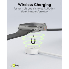 goobay Chargeur pour Apple Watch/Chargeur sans Fil/Compatible avec Tous Les modèles d'Apple Watch SE/8/7/6/5/4/3/2/Incl. Adaptat