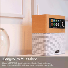 sonoro Stream Radio Internet avec Bluetooth (FM, Wi-FI, Spotify, Deezer, résistante aux éclaboussures) érable/Blanc