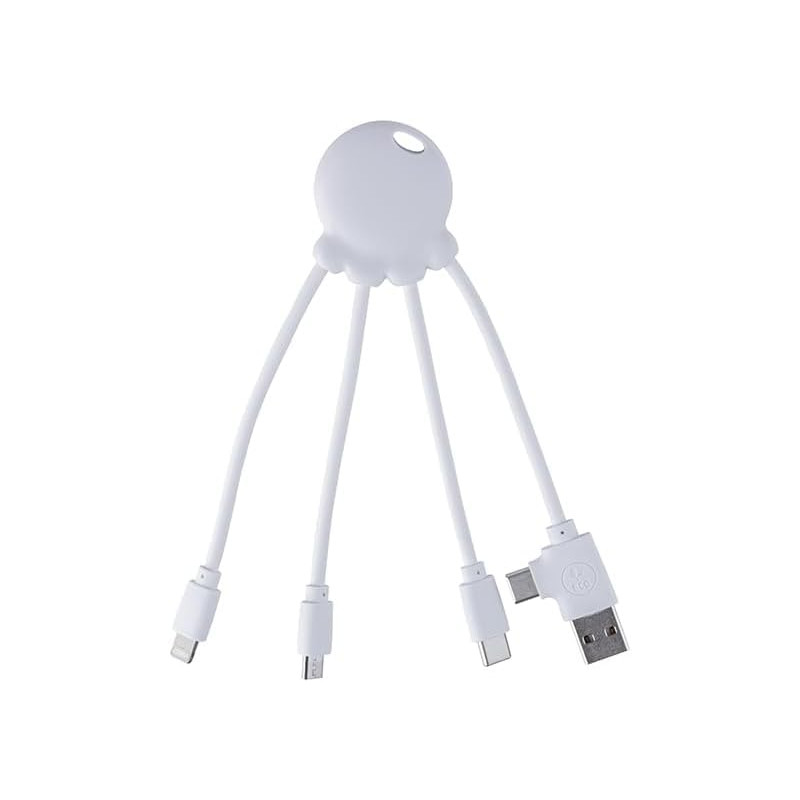 Xoopar - Octopus OBP Câble Multi USB 4 en 1 en Forme de Pieuvre - Chargeur Universel en Plastique Recyclé issu des Océans - USB 