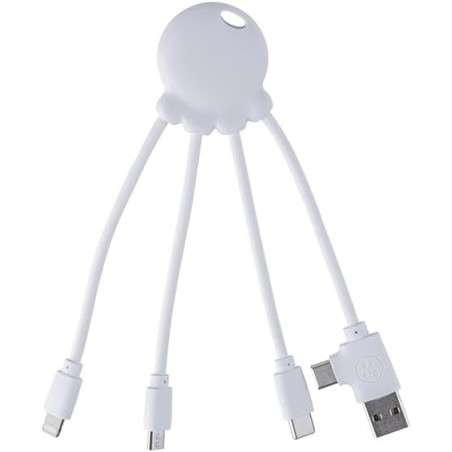 Xoopar - Octopus OBP Câble Multi USB 4 en 1 en Forme de Pieuvre - Chargeur Universel en Plastique Recyclé issu des Océans - USB