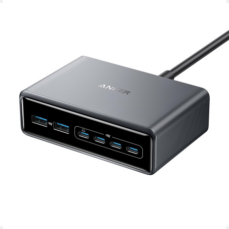 Anker Prime Chargeur USB C GaN 200 W, Station de Recharge 6 Ports GaN 200 W, Chargeur de Bureau Rapide USB C PD, pour iPhone 17/