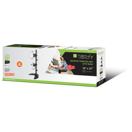 Techly ICA-LCD-2520V 27" Autonome support d'écran plat pour bureau - Supports d'écrans plats pour bureau (Autonome, 20 kg, 33 cm