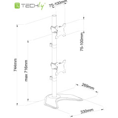 Techly ICA-LCD-2520V 27" Autonome support d'écran plat pour bureau - Supports d'écrans plats pour bureau (Autonome, 20 kg, 33 cm