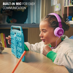 JBL Junior 320, Casque Supra-auriculaire Filaire pour Enfants, avec Microphone intégré, Safe Sound, Volume jusqu'à 85 DB, Coussi