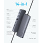 Anker USB-C Hub (14-in-1, Triple Display), triple écran, HDMI 4K @ 60 Hz avec 100 W max, ports de données USB-C USB-A 5 Gbit/s, Anker USB-C Hub (14-in-1, Triple Display), triple écran, HDMI 4K @ 60 Hz avec 100 W max, ports de données USB-C USB-A 5 Gbit/s,