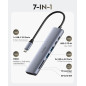 Cudy Hub USB C 7 en 1, adaptateur multiport avec HDMI 4K, 1 fente SD, 1 emplacement TF, 2 USB-A 3.2, 1 USB-C 3.2, 100 W PD, comp Cudy Hub USB C 7 en 1, adaptateur multiport avec HDMI 4K, 1 fente SD, 1 emplacement TF, 2 USB-A 3.2, 1 USB-C 3.2, 100 W PD, comp