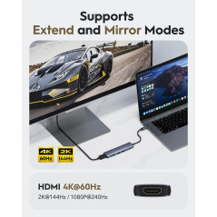 Cudy Hub USB C 7 en 1, adaptateur multiport avec HDMI 4K, 1 fente SD, 1 emplacement TF, 2 USB-A 3.2, 1 USB-C 3.2, 100 W PD, comp