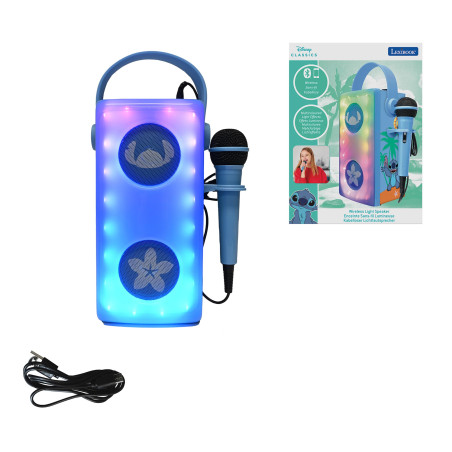 Lexibook, Disney Stitch, Enceinte Bluetooth® sans Fil Lumineuse avec Micro, Effets Lumineux Multicolores, Port de Carte SD/TF, B