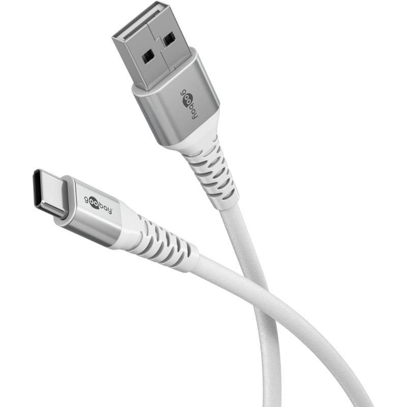 Goobay Câble USB-A vers Textile Flexible 60W/1m 480 Mbits Super Doux pour Samsung, Xiaomi, Google, Nothing Phone - Blanc/74530 Goobay Câble USB-A vers Textile Flexible 60W/1m 480 Mbits Super Doux pour Samsung, Xiaomi, Google, Nothing Phone - Blanc/74530