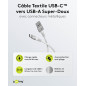 Goobay Câble USB-A vers Textile Flexible 60W/1m 480 Mbits Super Doux pour Samsung, Xiaomi, Google, Nothing Phone - Blanc/74530 Goobay Câble USB-A vers Textile Flexible 60W/1m 480 Mbits Super Doux pour Samsung, Xiaomi, Google, Nothing Phone - Blanc/74530