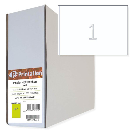 Printation Étiquettes d'expédition A5 210 x 148 mm – 1000 étiquettes DHL autocollantes 210 x 148 sur 1000 feuilles DIN A5 1 x 1 