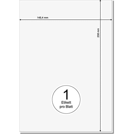 Printation Étiquettes d'expédition A5 210 x 148 mm – 1000 étiquettes DHL autocollantes 210 x 148 sur 1000 feuilles DIN A5 1 x 1 