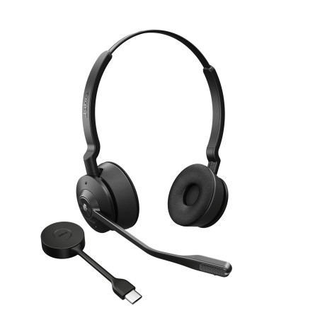 Jabra Engage 55 - Micro-casque stéréo sans fil avec adaptateur DECT USB-C Link 400, Microphone à réduction de bruit - Portée éte