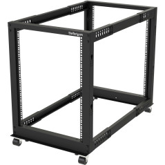 StarTech.com Rack Serveur Mobile 15U 4 Poteaux, Rack Réseau 19" 4 Poteaux avec Roulettes, Rack avec Profondeur Ajustable pour PC