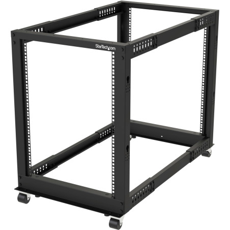 StarTech.com Rack Serveur Mobile 15U 4 Poteaux, Rack Réseau 19" 4 Poteaux avec Roulettes, Rack avec Profondeur Ajustable pour PC