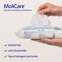 MoliCare Skin - Lingettes Imprégnées Pour Toute Occasion - Enrichies à la Camomille - pH Neutre à la Peau - Sachet de 50 unités