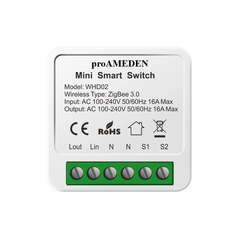 proAMEDEN ZigBee 3.0 Interrupteur intelligent 16A Mini Interrupteur intelligent WiFi Module Compatible avec Alexa et Google Home proAMEDEN ZigBee 3.0 Interrupteur intelligent 16A Mini Interrupteur intelligent WiFi Module Compatible avec Alexa et Google Home