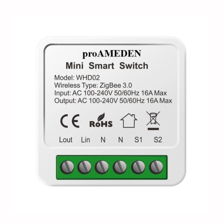 proAMEDEN ZigBee 3.0 Interrupteur intelligent 16A Mini Interrupteur intelligent WiFi Module Compatible avec Alexa et Google Home