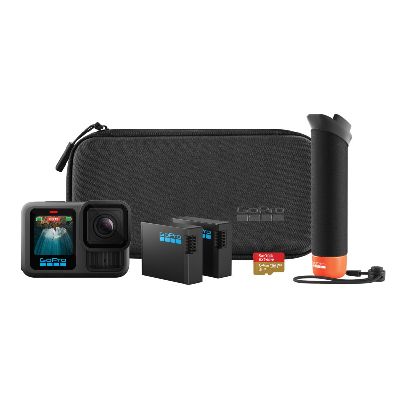 GoPro Ensemble d'accessoires HERO13 Black – Comprend Le manipulateur (poignée Flottante), 2 Batteries Enduro, Une Carte MicroSD GoPro Ensemble d'accessoires HERO13 Black – Comprend Le manipulateur (poignée Flottante), 2 Batteries Enduro, Une Carte MicroSD
