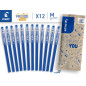PILOT - 12 Stylos FriXion Ball Stick - Encre Gel Effaçable Bleue - Le FriXion Économique à Pointe Moyenne - Pour Mettre Dans La 