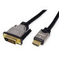 ROLINE Câble DVI HDMI I Câble d'écran avec connecteur DVI D 24+1 Dual Link et HDMI I 4K Ultra HD I noir/argent, 2m