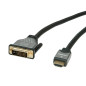 ROLINE Câble DVI HDMI I Câble d'écran avec connecteur DVI D 24+1 Dual Link et HDMI I 4K Ultra HD I noir/argent, 2m