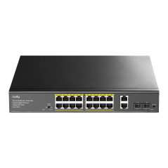 Cudy Commutateur Ethernet Gigabit Non Managé PoE+ 16 Ports, 200W, 16 Ports Gigabit PoE+, 2 SFP, 2 Ports Uplink, Montage en Rack