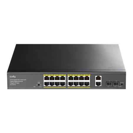 Cudy Commutateur Ethernet Gigabit Non Managé PoE+ 16 Ports, 200W, 16 Ports Gigabit PoE+, 2 SFP, 2 Ports Uplink, Montage en Rack