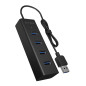 ICY BOX IB-HUB1409-U3 Concentrateur USB 4 Voies (Connexion de Type A) avec 4X connecteurs USB 3.0 (Type A), cble intégré (40 cm) ICY BOX IB-HUB1409-U3 Concentrateur USB 4 Voies (Connexion de Type A) avec 4X connecteurs USB 3.0 (Type A), cble intégré (40 cm)