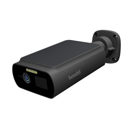 Hombli Solar Cam 2K – Caméra de Sécurité Écologique Rechargeable à Énergie Solaire avec Support Flexible, Alarme & Projecteur –