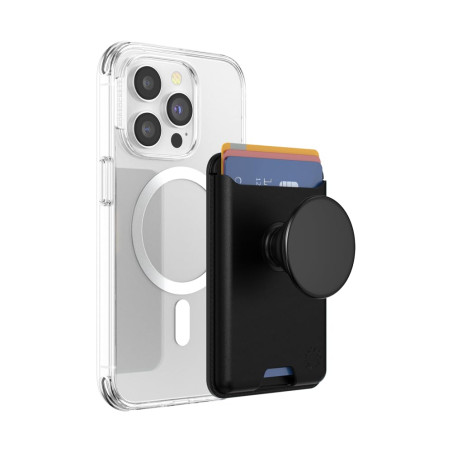 PopSockets: PopWallet pour MagSafe - avec poignée - Comprend Un Anneau Adaptateur pour MagSafe - Porte-Cartes Mince repositionna