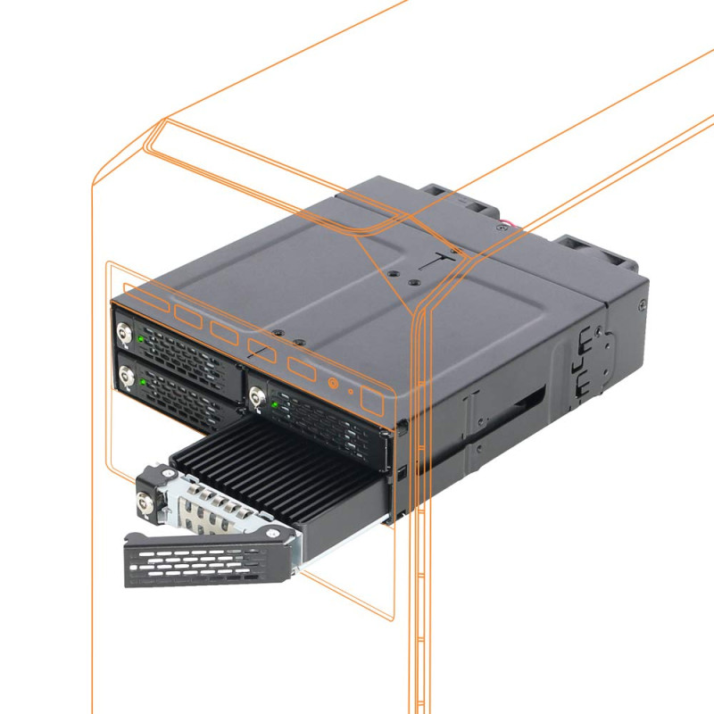 Icy Dock Rack Mobile Métallique backplane Cage, boitier de Rack pour 4 x SSD M.2 NVMe OCuLink(SFF-8612), PCIe 4.0 pour Baie 5,25 Icy Dock Rack Mobile Métallique backplane Cage, boitier de Rack pour 4 x SSD M.2 NVMe OCuLink(SFF-8612), PCIe 4.0 pour Baie 5,25