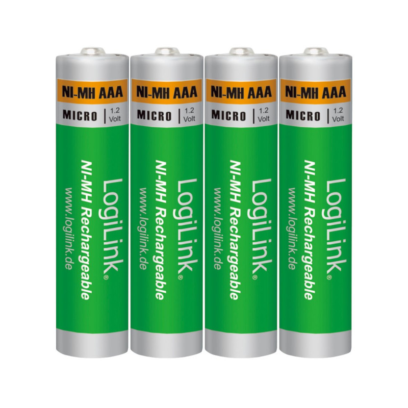LogiLink LR03RB4 Lot de 4 Piles AAA Micro NiMH 1,2 V Vert