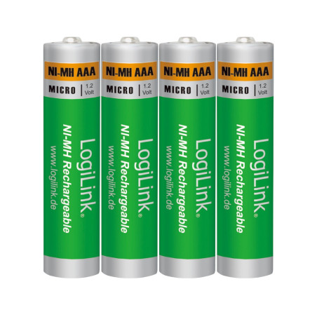 LogiLink LR03RB4 Lot de 4 Piles AAA Micro NiMH 1,2 V Vert