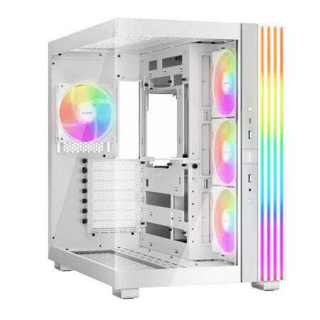 be quiet! Light Base 600 LX White boîtier PC, Panneaux Avant et latéral entièrement vitrés, Éclairage Impressionnant, 4 Ventilat
