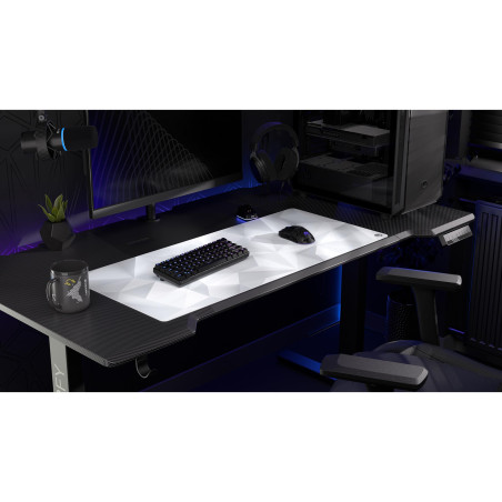 ENDORFY Crystal Onyx White XL Tapis de Souris XXL 900x400 mm, Guide de Souris Lisse, Bord imprimé, Base en Caoutchouc antidérapa
