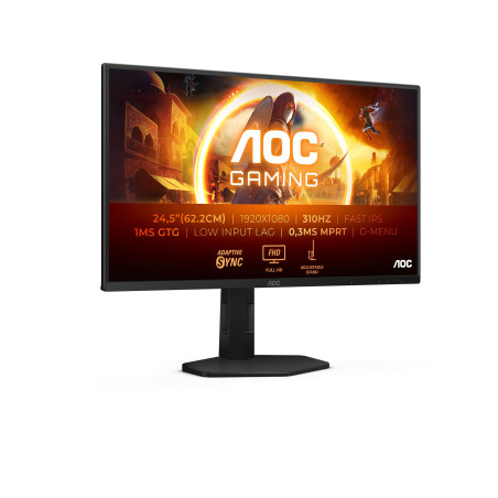 AOC Gaming Moniteur 25G4SXU 24.5 Pouce 310Hz, Fast IPS Dalle, 0.3ms MPRT, HDR400, G-Sync Compatible, Ajustable en Hauteur, USB H
