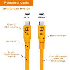 Tether Tools TetherPro Optima Câble de transfert de données USB 10 G 1,8 m Droit vers Droit Orange