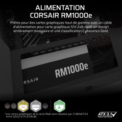 CORSAIR RM1000e (2025) Alimentation ATX entièrement modulaire et silencieuse avec câble 12V-2x6 - Compatible ATX 3.1 et PCIe 5.1