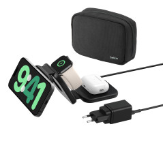Belkin BoostCharge Pro Station de Recharge aimantée 3-en-1 Portable avec Qi2, Chargeur Compatible MagSafe, Pliable, 15W, pour iP