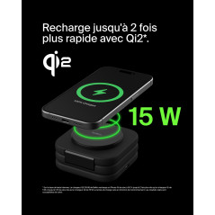 Belkin BoostCharge Pro Station de Recharge aimantée 3-en-1 Portable avec Qi2, Chargeur Compatible MagSafe, Pliable, 15W, pour iP
