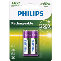 Philips R6B2A260 Batterie Rechargeable pour Appareil Photo 2600mAh AA 2 pièces
