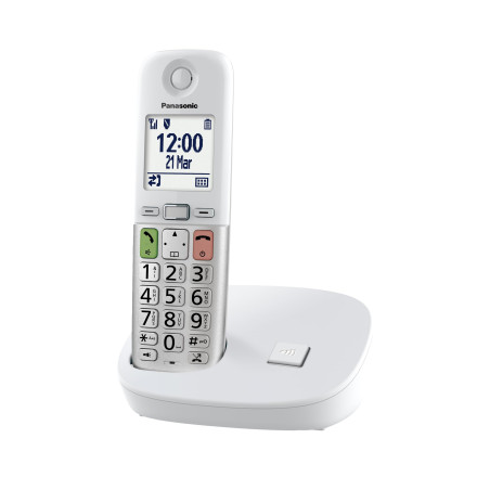 Panasonic KX-TGU410EXW Téléphone Numérique sans Fil, Unité de Base et 1 Combiné, Écran LCD, Appels Favori, Lampe Torche, Compati