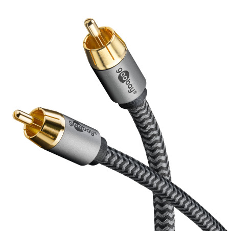 goobay 65299 Câble Cinch mono 10m / Câble audio pour subwoofers Hi-Fi/Câble textile flexible/Câble coaxial numérique/Connecteurs