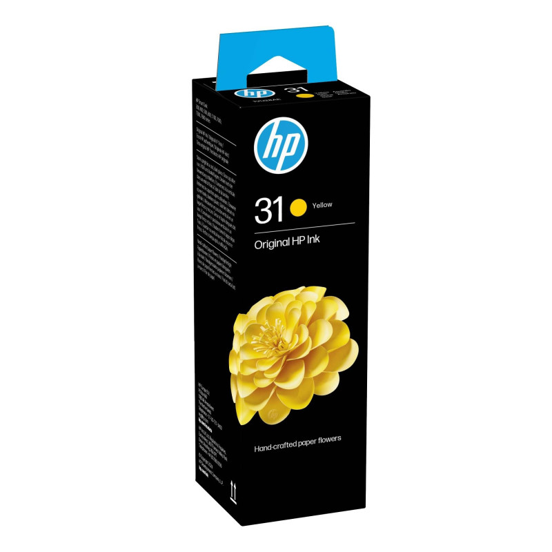 HP 31 Bouteille d'encre Jaune, Authentique 70 ml (1VU28AE), Compatible avec HP Smart Tank séries 300, 400, 500, 600, 5100, 6000,