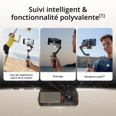 DJI Osmo Mobile 7P pour iPhone, Stabilisateur Nacelle, Android, Suivi natif, Éclairage, Nacelle pour téléphone à 3 axes, Lanceme
