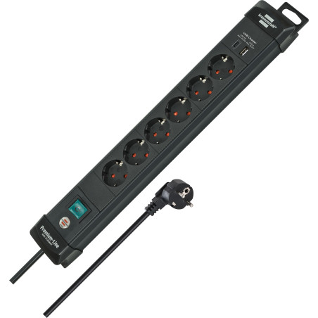 Brennenstuhl Premium-Line Multiprise 6 Prises avec USB C PD 30 W et USB A 18 W (fabriquée en Allemagne, multiprise avec Interrup