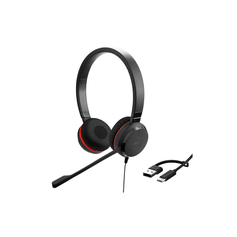 Jabra Evolve 20 SE Casque stéréo certifié Microsoft pour téléphone Souple VoIP avec Suppression Passive du Bruit – USB-C/A – Noi Jabra Evolve 20 SE Casque stéréo certifié Microsoft pour téléphone Souple VoIP avec Suppression Passive du Bruit – USB-C/A – Noi